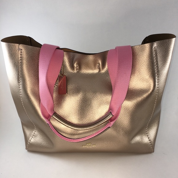 coach derby tote rose gold